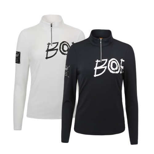 [BOB골프/비오비골프] F/W (여성) 로고 포인트 반집업 티셔츠 GBF2TL730 - 2색 BLACK &amp; WHITE