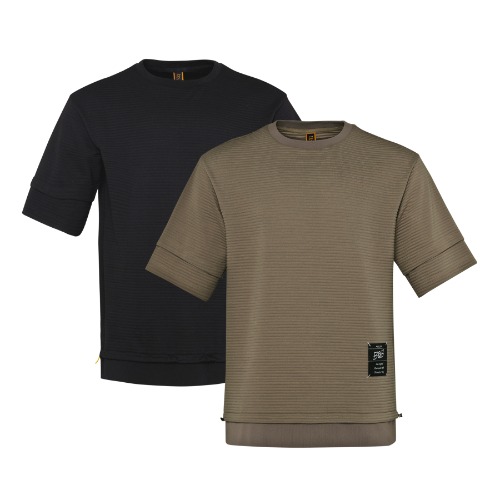 [BOB골프/비오비골프]  남성]플리츠 이중소매 티셔츠 GCM1TR080 -  2색 BLACK &amp; KHAKI