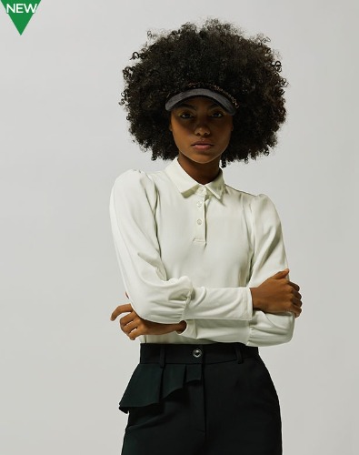 [크리브나인] 여성-벌룬 퍼프 폴로 티셔츠  - 2색 IVORY &amp; NAVY