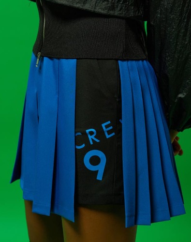 [크리브나인] 여성)- 배색 스윙 플리츠 스커트   -2색 ORANGE &amp; ROYAL BLUE